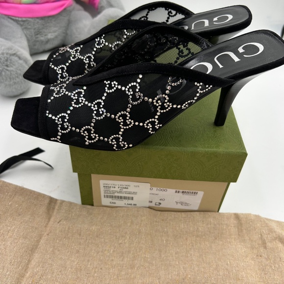 Women’s crystal embellished GG slides size 40 made in Italy - Picture 9 of 10